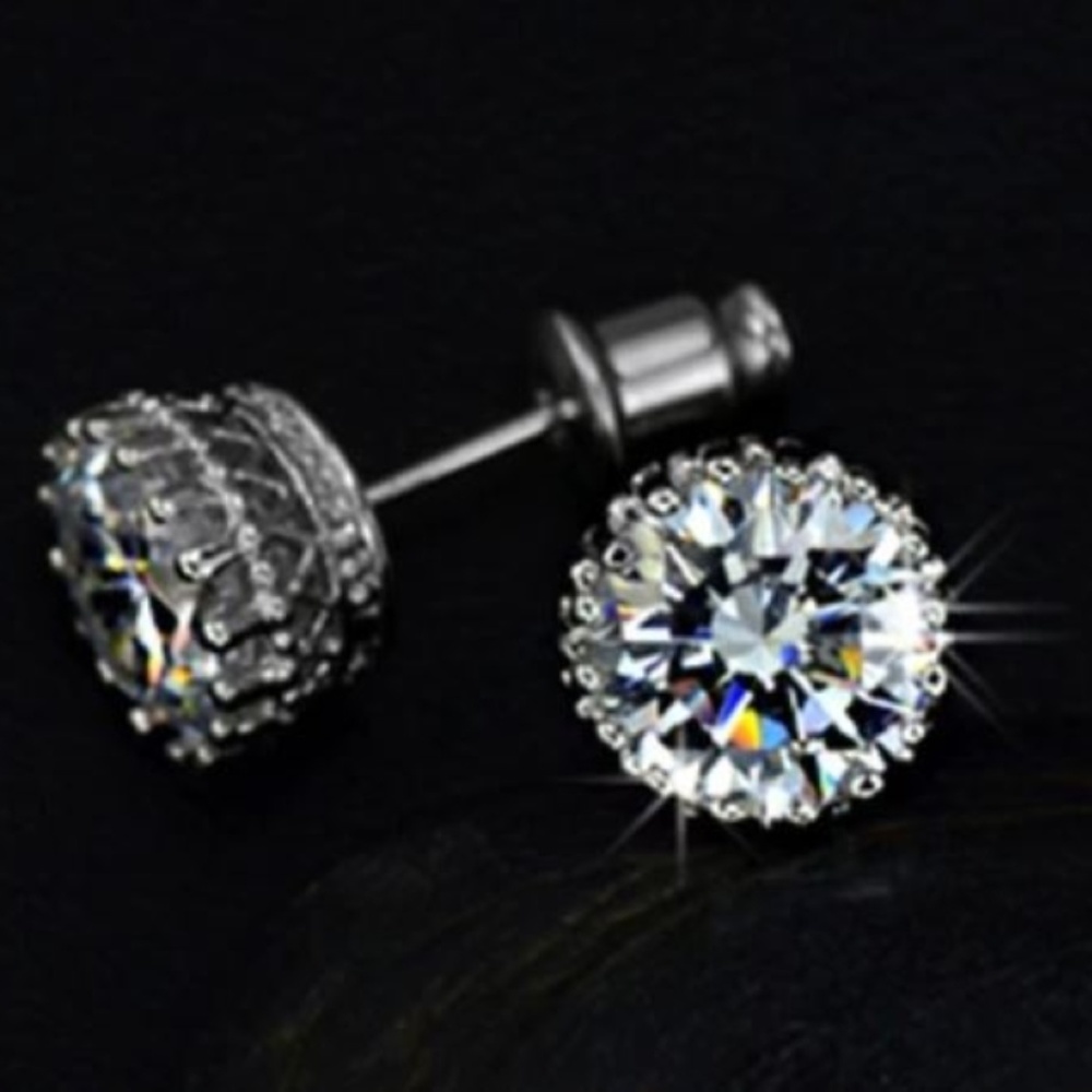 2 Ct. Cubic Zirconia Earrings 18K White Gold Studs